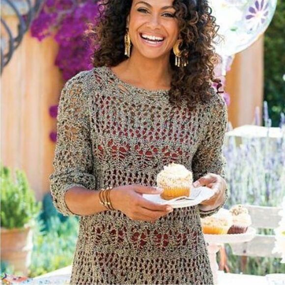 Soft Surroundings Pointelle Marled Crochet Open Knit Sweater. Size Small. NWT. - Picture 1 of 12